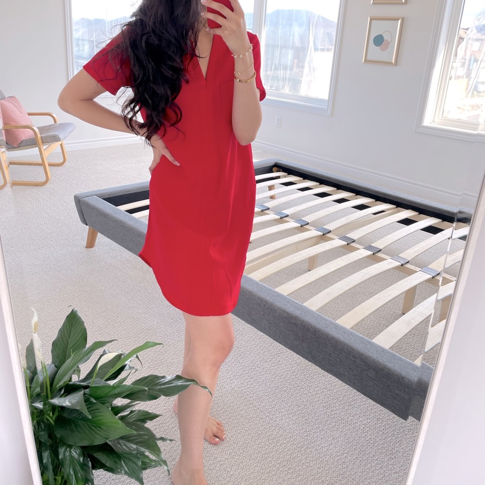 SOLD - Bright Red Lush Shift Dress